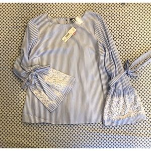 Striped blouse with lace detailing